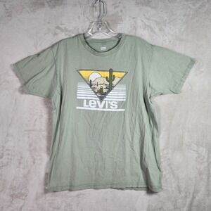 Levis Graphic T Shirt Womens Large Sage Green Desert Cactus Relaxed Fit Tee Boho